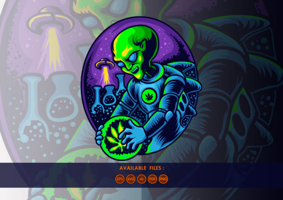Alien Research on Cannabis Illustration