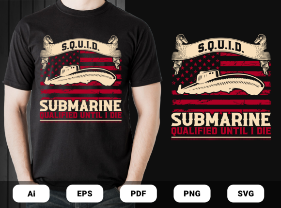 American Submarine T-shirt Design: Graphics & Print Templates