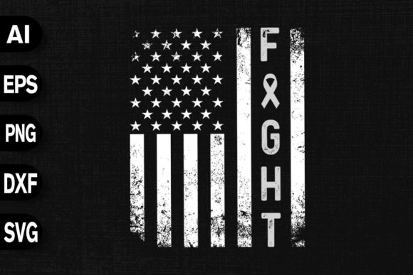 Brain Cancer Awareness American Flag: Graphics for T-Shirt