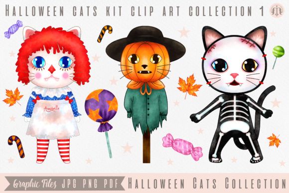 Halloween Cats Kit Clip Art Collection1