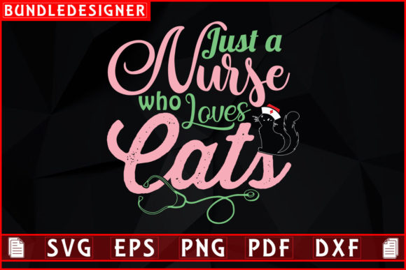 Just a Nurse Who Loves-Cat Design Vector Review for Publishers