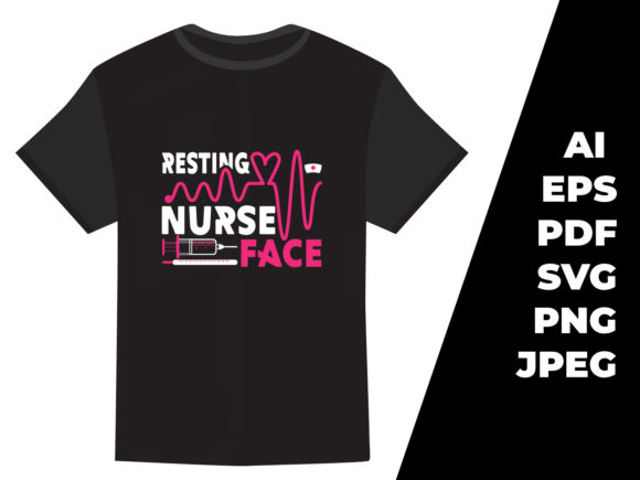 Resting Nurse Face Vector T-shirt Design: Graphics and Print Templates