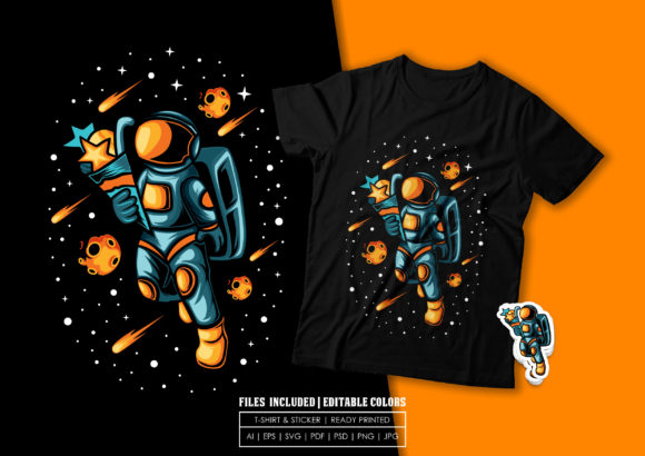 T-shirt Design - Astronaut Brings Gift Graphics