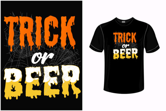 Trick or Beer Halloween T-shirt Graphics & Print Templates